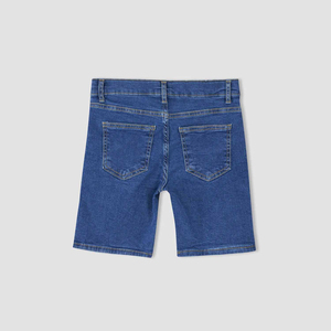 Shorts cargo en coton utilitaire tendance avec poches zippées, Bermuda en jean bleu pour enfants garçons - Product Image 2