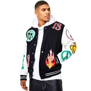 Chaqueta Urbana Varsity para Hombre, Manga de Cuero, Estilo Béisbol, Moda Urbana, Ropa Casual Universitaria, Prenda Exterior Elegante - Product Image 3