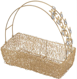 Panier-cadeau rectangulaire en métal écologique et durable, grand et spacieux, pour organiser et présenter des articles, utilisation festivale - Product Image 1