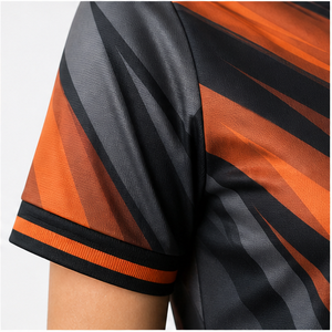 Custom Black <b>Orange</b> Chevron Lightning Womens Quarter Zip <b>Polo</b> <b>Shirt</b> Quick Dry Breathable Short Sleeve Golf Team Uniform WPS-0785 - Product Image 6