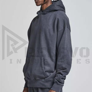 เสื้อฮู้ดผ้าเทอร์รี่ผ้าถักมีฮู้ดผ้าเทอร์รี่สีเทาสำหรับผู้ชายเสื้อฮู้ดโอเวอร์ไซส์จากนักออกแบบ OEM - Product Image 6