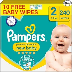 Pour Pampers Premium Protection New Baby Couches en coton Taille 2 4-8kg 240-pack pour nouveau-nés 4kg-8kg - Product Image 3