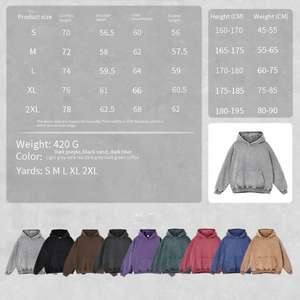 Sudaderas Extra Grandes de Algodón Retro de 420 g para Hombre, Lavadas al Ácido, con Logotipo en Relieve, Estilo Casual, Temporada de Otoño, Técnicas de Teñido Sólido - Product Image 3