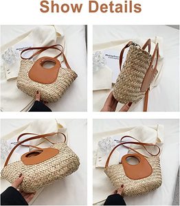 Sac fourre-tout en paille pour femmes grande capacité Shopping fourre-tout bohème sac à bandoulière voyage sac de plage avec doublure OEM - Product Image 3