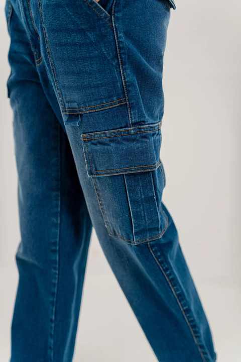 Custom Made Fashionable Denim Pants Solid Color Women Breathable High Waist Cargo Denim Pants Jeans