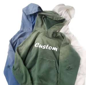 Sudadera con Capucha de Invierno para Hombre, Personalizada, 430 g/m², 100% Algodón Orgánico, Estilo Desgastado, Lavado Ácido, Diseño Sólido, Tejido de Punto - Product Image 2