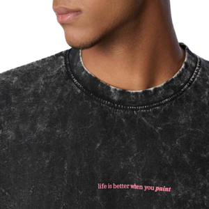 เสื้อยืดผู้ชายทรงหลวมสีดำชาร์โคล ผ้าถักเนื้อนุ่ม 100% ผ้าฝ้าย สไตล์วินเทจ ดูเป็นทางการ ระบายอากาศได้ดี เหมาะกับการสวมใส่ในเมือง - Product Image 4