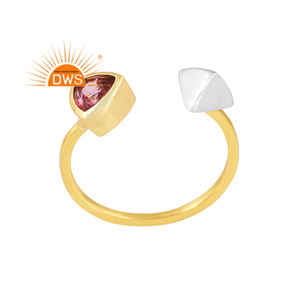 Latest Design 18K Gold Plated Natural Pink Topaz Gemstone <b>Adjustable</b> <b>Ring</b> Demi Fine Jewelry For Women Gift For Her - Product Image 1