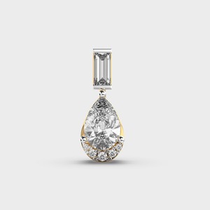 IGI Certified Lab Grown Diamond Pear Shape Drop Pendant with Baguette Cut Top & Micro Cluster in 9K Yellow / White & Rose Gold - Product Image 6