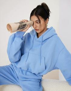 Sudaderas con capucha de gran tamaño rosa para mujer, Sudadera con capucha Lisa para mujer, Sudadera con capucha de lana para Otoño e Invierno - Product Image 3