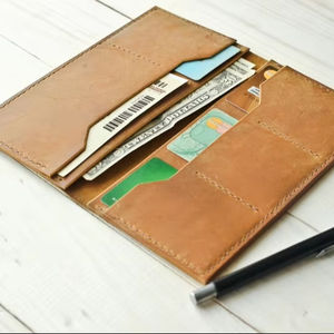 Cartera Larga de Cuero Vacuno Genuino para Mujer, Estilo Vintage, Gran Capacidad, Bolso de Mano con Cierre Abierto LBW-0118, Monedero Personalizado - Product Image 1