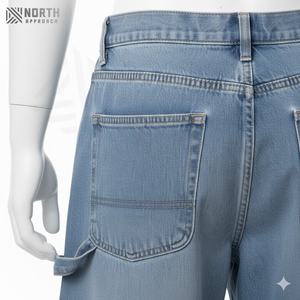 Pantalones Cortos Vaqueros Anchos para Hombre, Estilo Vintage, Lavado Ácido, Estilo Hip Hop, con Piedras de Rinoceronte, Fabricados con Efecto Desgastado - Product Image 5