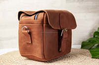 Sac de Voyage Rétro Classique Premium pour Appareil Photo Numérique, en Cuir Véritable Durable, Luxe, Portable, avec Sangle Réglable et Multiples Fermetures Éclair