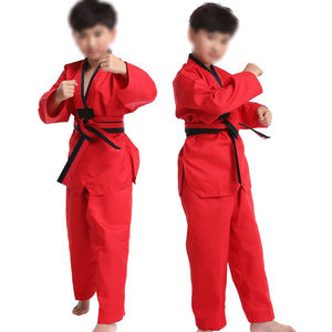 Uniforme de Taekwondo de Color negro de MOQ bajo, uniforme de competición y entrenamiento de Taekwondo de artes marciales de la mejor calidad con cinturones para niños - Product Image 6