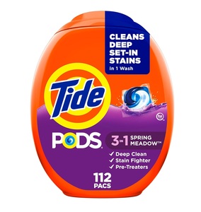 Lessive en capsules Tide PODS, 3-en-1, détachant, anti-odeurs, protecteur de couleur, 112 unités, compatible HE, senteur Prairie de printemps - Product Image 4