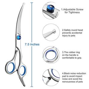 Ciseaux de toilettage professionnels pour animaux de compagnie Ciseaux de toilettage pour cheveux à bord émoussé avec silencieux à vis réglable Outil de beauté à pointe de lame tranchante - Product Image 5