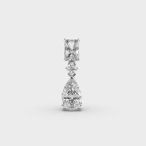 Pendentif goutte en trois diamants de laboratoire avec émeraude et taille poire en argent sterling 925 massif plaqué rhodium, style ethnique - Product Image 1