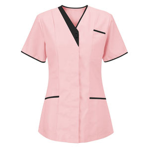 Venta caliente de alta calidad Fig Scrub Set Medical Scrub Top Stretch manga corta Detección de aguja sin costuras fusión OEM uniforme - Product Image 4