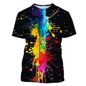 Camisetas de Manga Corta para Hombre, Cuello Redondo, Corte Regular, Impresión Digital Colorida, Verano 2025, Secado Rápido, Transpirables, de Lona - Product Image 1