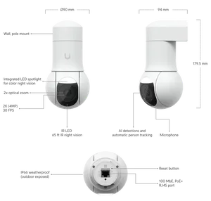 Caméra IP Ubiquiti UVC-G5-PTZ PTZ, 2k (4MP), zoom optique 2x, IP66 - Product Image 6
