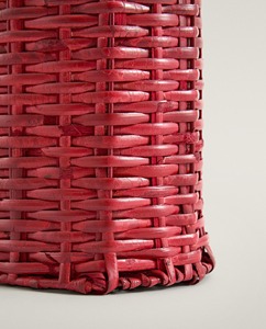 Pink Eco-Friendly Circle Shape Two-Compartment Natural Rattan Storage <b>Basket</b> - Product Image 4