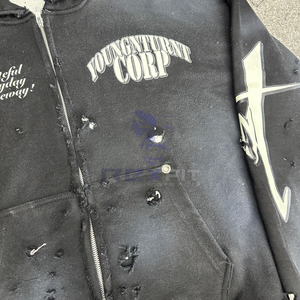 Etiqueta privada Logotipo personalizado Más demandado Cremallera Sudadera con capucha Puff Impreso Hecho en fábrica Precio barato Sudaderas con capucha Hombres Sudaderas con capucha para hombres - Product Image 2