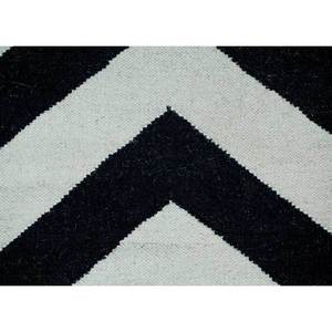 Tapis en jute Chevron moderne Indusbar 5x8 pieds, noir/blanc, tissage plat en laine pour sol domestique, style Kilim 10mm DW-159 - Product Image 2