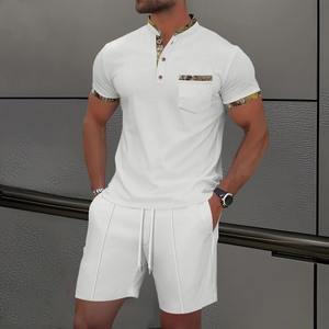 Logo personnalisé Premium Ensemble Chemise Short Décontracté 100% Coton Ensemble Short pour Hommes de Qualité Supérieure Ensembles T-Shirt Respirant d'Été - Product Image 2