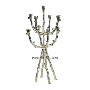 เทียนตกแต่งงานแต่งงานทำจากอลูมิเนียมเคลือบสีเงินเงาสะดุดตาดีไซน์เนอร์ไม่เหมือนใคร - Product Image 1