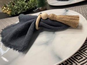 Porte-serviette en bois avec breloque en jute pour décor de table rustique événements de mariage fêtes hôtel salle à manger accent naturel - Product Image 4