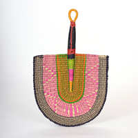 Éventails muraux innovants en forme de jonc de mer Éventail africain naturel écologique en paille colorée avec impression de nom de marque personnalisée