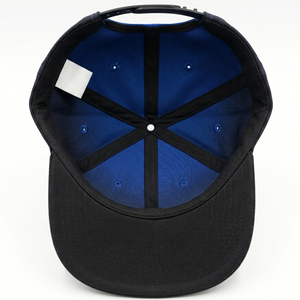 Casquette de baseball snapback ajustable en coton bleu-noir dégradé de haute qualité, six panneaux, visière plate, pour l'extérieur, streetwear, OEM - Product Image 5