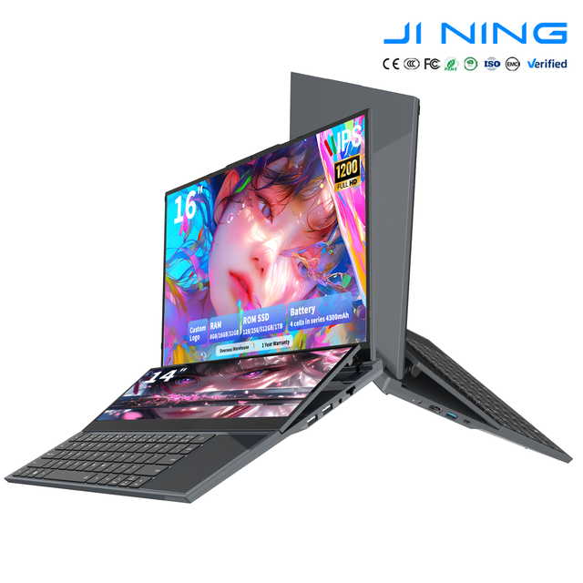 New Intel Core I7 9850H 6 Core Dual Screen Laptop 16" 14" IPS Touch 16GB 32GB RAM 512GB SSD Plastic Shell English Win 11 Pro