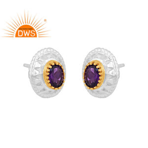 ต่างหูเงินแท้ประดับพลอยอเมทิสต์ธรรมชาติ ดีไซน์ทำมือ งานฝีมือประณีต สำหรับผู้หญิง ของขวัญสำหรับเธอ - Product Image 3