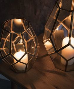 Candelabros de linterna hexagonales de latón y vidrio modernos hechos a mano con mango de Metal para bodas, decoraciones navideñas para el hogar - Product Image 2