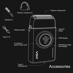 Afeitadora Eléctrica Inalámbrica para Hombre, con Triple Cuchilla Flotante, Motor de Alta Velocidad, Resistente al Agua IPX7, Pantalla Digital, para Afeitar la Cabeza y el Rostro - Product Image 2