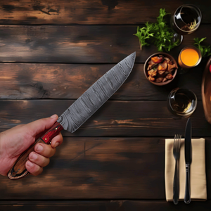 Ensemble de couteaux de chef en acier Damas faits à la main 5 pièces rasoir tranchant à haute teneur en carbone forgé avec rouleau de cuir en gros personnalisable - Product Image 2