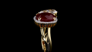 Anillo Solitario con Corte de Rubí y Pera para Mujer |   Joyería Fina para Fiestas |   Anillo de Aniversario y Regalo - Product Image 4