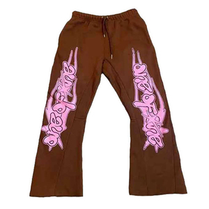Vente en gros de pantalons épais et lourds pour hommes 100% coton avec logo latéral personnalisé pantalons de survêtement surdimensionnés à jambes larges pour hommes - Product Image 2