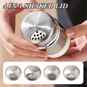 Nuovo Set di Barattoli <span class=keywords><strong>per</strong></span> Spezie da Cucina in Acciaio Inox e Vetro con Coperchio Girevole, Set di Saliera e Pepiera in Stile Rustico con Supporto - Product Image 2