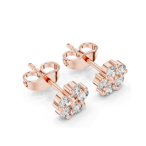 Pendientes con Diseño de Flor de Diamante Cultivado en Laboratorio, 0.35 CT, Claridad VVS-VS EF, Oro de 18K, 14K, 10K y Plata 925, Rosa, Amarillo, Blanco - Product Image 4