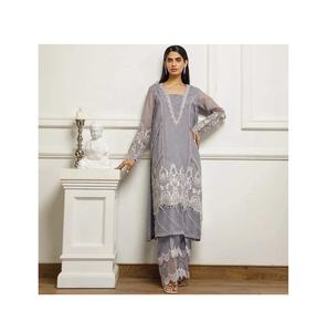 Nouvelle robe chemise brodée en soie et rayonne pour femmes manches longues pakistanaise Shalwar Kameez pour les fêtes et les mariages Style indien - Product Image 3