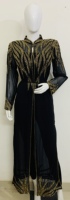 Collection UK 2025, robe kaftan longue à manches longues en georgette de style turc, robe de soirée Dubaï, paillettes, broderie à la main