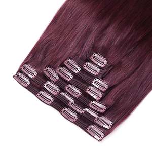 ต่อผมแบบคลิปหนีบสีเบอร์กันดี ขนาด 26 นิ้ว เกรด 99J ผมแท้บราซิล 100% เรมี่ ยากิ สเตรท - Product Image 3