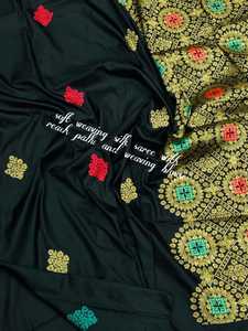 Traditional Ethnic Style Soft Silk Jacquard <b>Saree</b> with Floral Woven Blouse and Reach Pallu Beautiful Bandana - Product Image 2