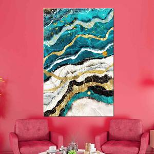 Éclat d'élégance : Tableau mural imprimé sur toile en bleu et or, TOILE ENVELOPPEE - Product Image 1