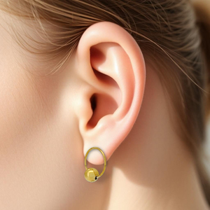 Pendientes de aro de bola de oro de 14K, aros pequeños elegantes para mujeres y niñas, joyería hipoalergénica - Product Image 6