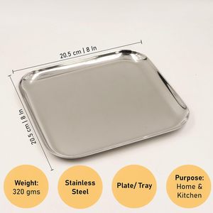 Plateau en acier inoxydable pour restaurant, plateau en acier inoxydable pour cuisine, plateau en acier inoxydable robuste, plateau plat pour la présentation des aliments - Product Image 6