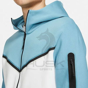 Bán Buôn Người Đàn Ông Của Thiết Kế Zip up Áo Nỉ Tùy Chỉnh 500 GSM Công Nghệ Lông Cừu Bông Chắp Vá Quá Khổ Tracksuits Cho Nam Giới - Product Image 3