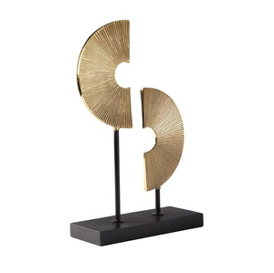 Escultura de metal hecha a mano para decoración de mesa con acabado dorado y base para escultura decorativa de sala de estar - Product Image 4